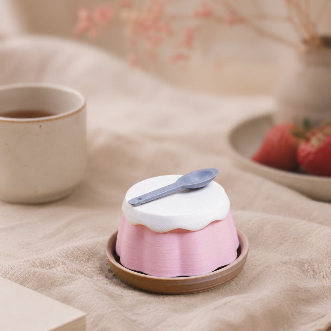 Strawberry Pudding Clicker — close up of satisfying click mechanism