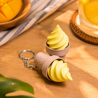 Mango Soft Serve Clicker — front view showing soft serve swirl shape