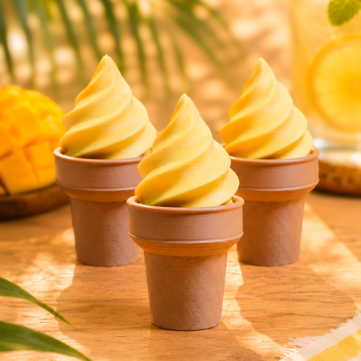 Mango Soft Serve Clicker by Kuma Labs — styled flat lay