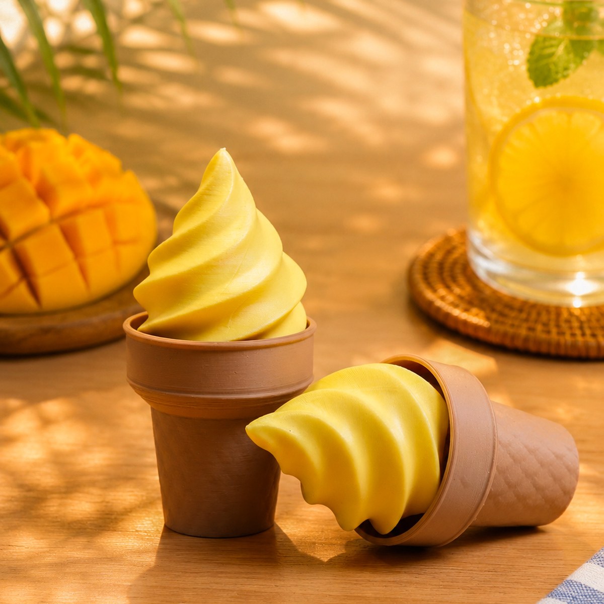 Mango Soft Serve Clicker by Kuma Labs — 3D printed pocket comfort object in mango yellow colourway