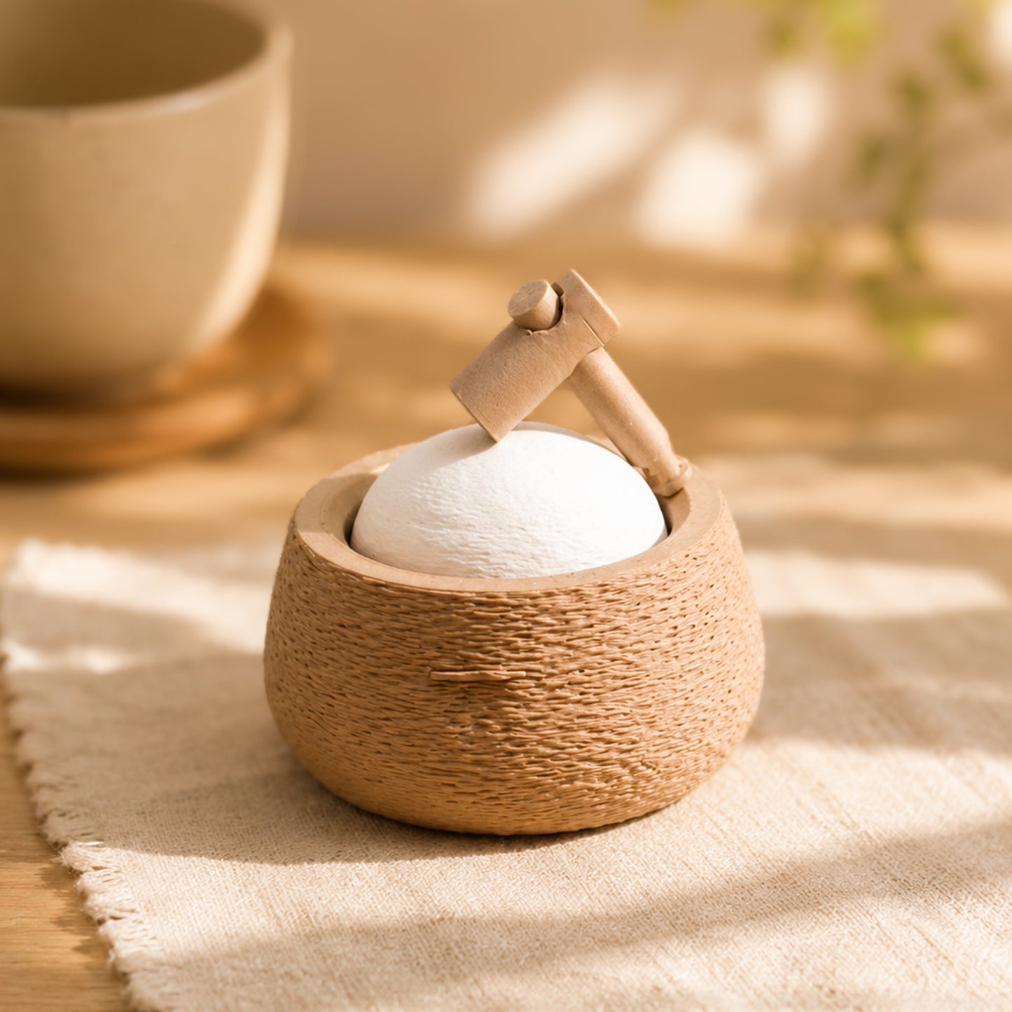 Mochi Pounding Clicker — top view showing mochi shape and hammer accessory